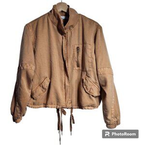 Young Fabulous & Broke by Revolve Cropped Bomber Jacket in Tan Size Small